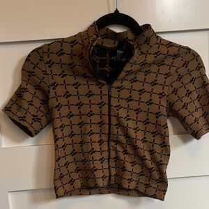 Urban Outfitters Brown and Black Patterned Crop Top
